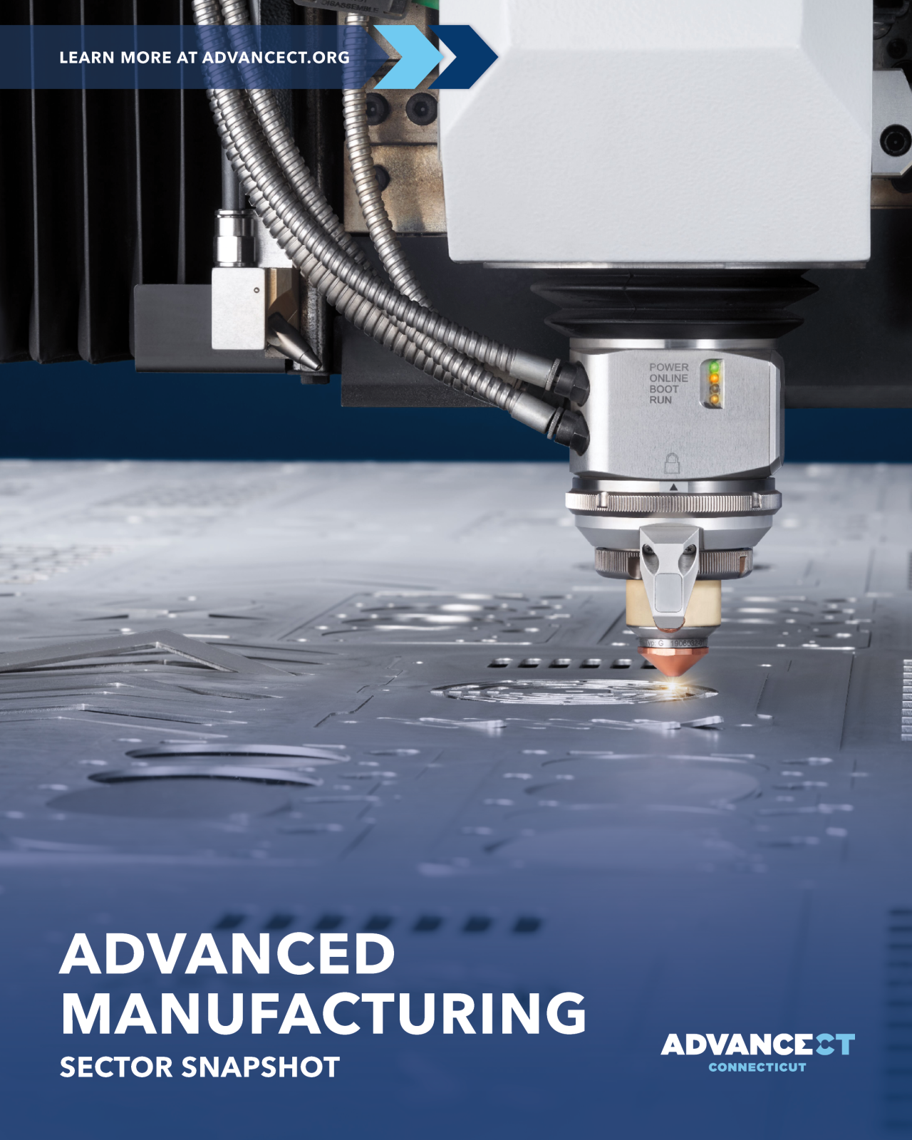 Advanced Manufacturing Sector Snapshot, manufacturing machine at work.